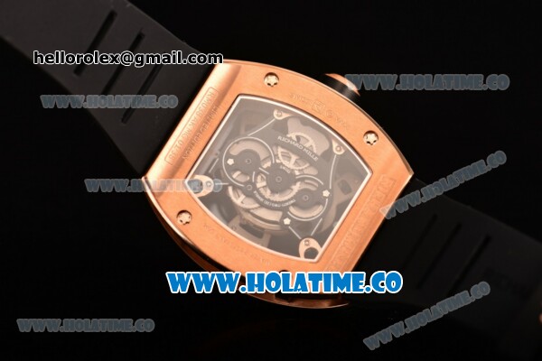 Richard Mille RM 038 Asia Automatic Rose Gold Case with Skeleton Dial and Black Inner Bezel - White Dot Markers - Click Image to Close